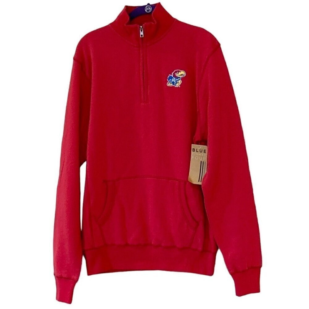 Blue 84 Unisex 2017 Kansas Jayhawks Quarter Zip Sweatshirt Red Size S NW